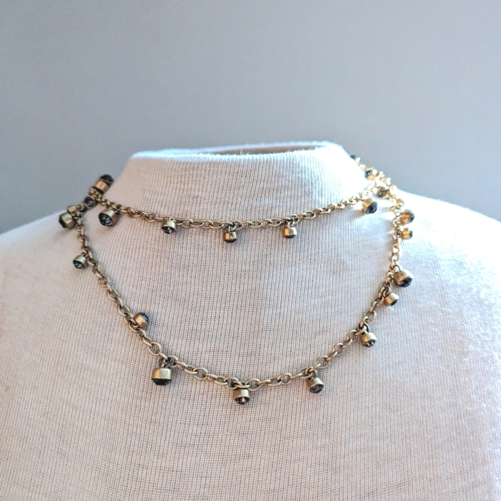 Banana Republic Long Grey Blue Stone Necklace